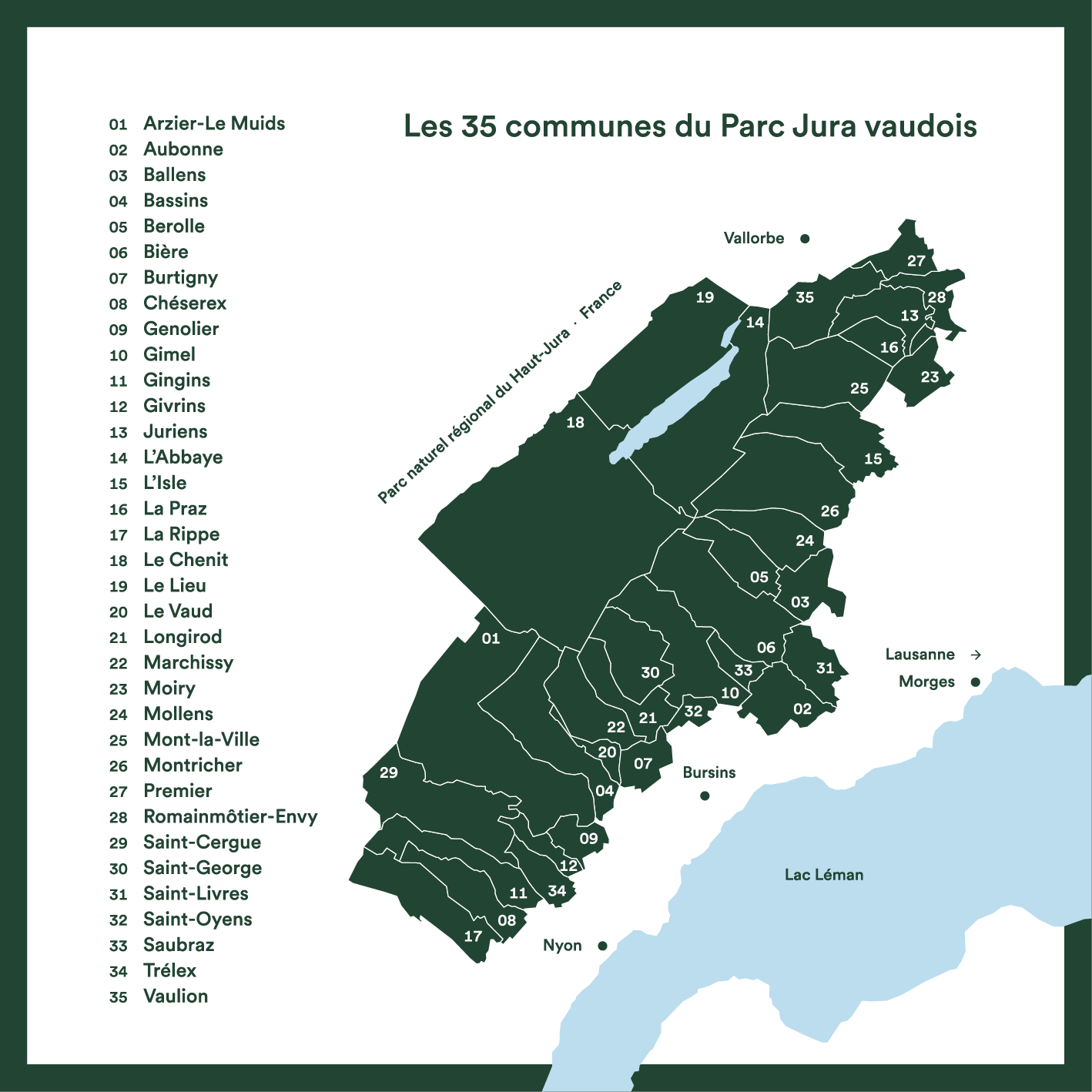 <p>Proche des villes de Genève, de Lausanne et de la France, le Parc naturel régional Jura vaudois s'étend sur <strong>574 km</strong><sup><strong>2</strong></sup>, du sommet de La Dôle jusqu'au bourg de Romainmôtier.&nbsp;</p><p>Des villages du pied du Jura à la vallée de Joux, en passant par les crêtes ou ses trois cols - La Givrine, Le Marchairuz, Le Mollendruz - il offre des paysages typiques et une nature préservée.&nbsp;</p><p><a class="btn" href="https://parcjuravaudois.ch/offres" rel="noopener noreferrer" target="_blank">Carte interactive</a></p>